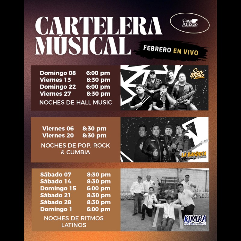 Cartelera Musical Febrero - Casa Atlixco